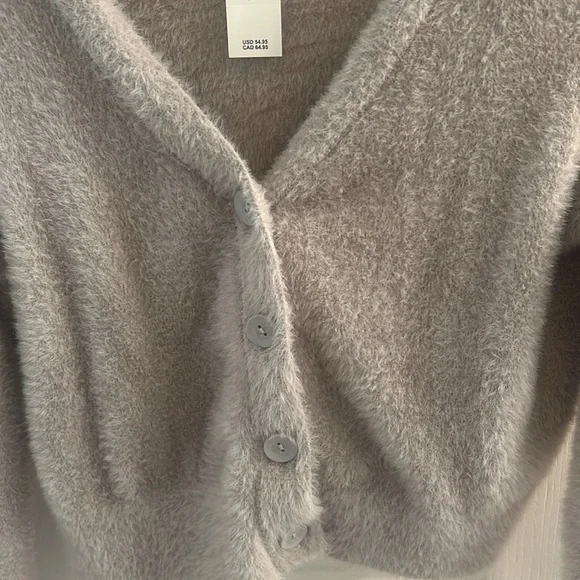 Aerie fuzzy gray cardigan - Picture 2 of 5